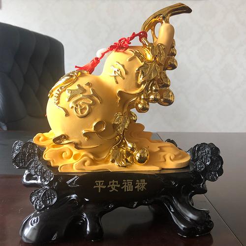 平安福禄旺财绒沙金葫芦福禄摆件装饰工艺品平安保险年会会议礼品